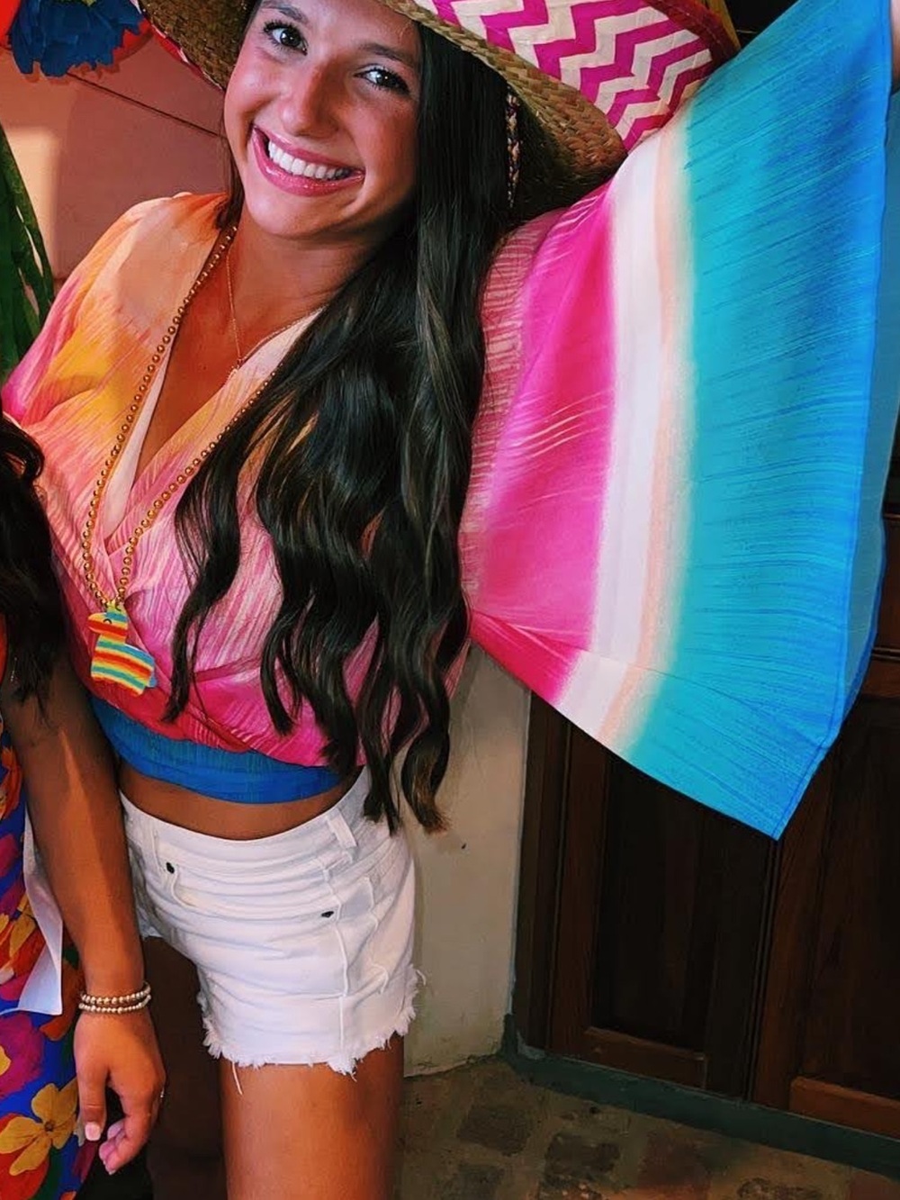 Colorful Cropped Wrap Top